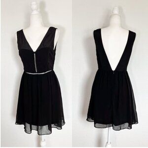 Francesca's Miami Deep V Cut Out Mini Little Black Dress Size Medium